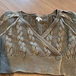 Aerie Sage Cable Knit Cardigan